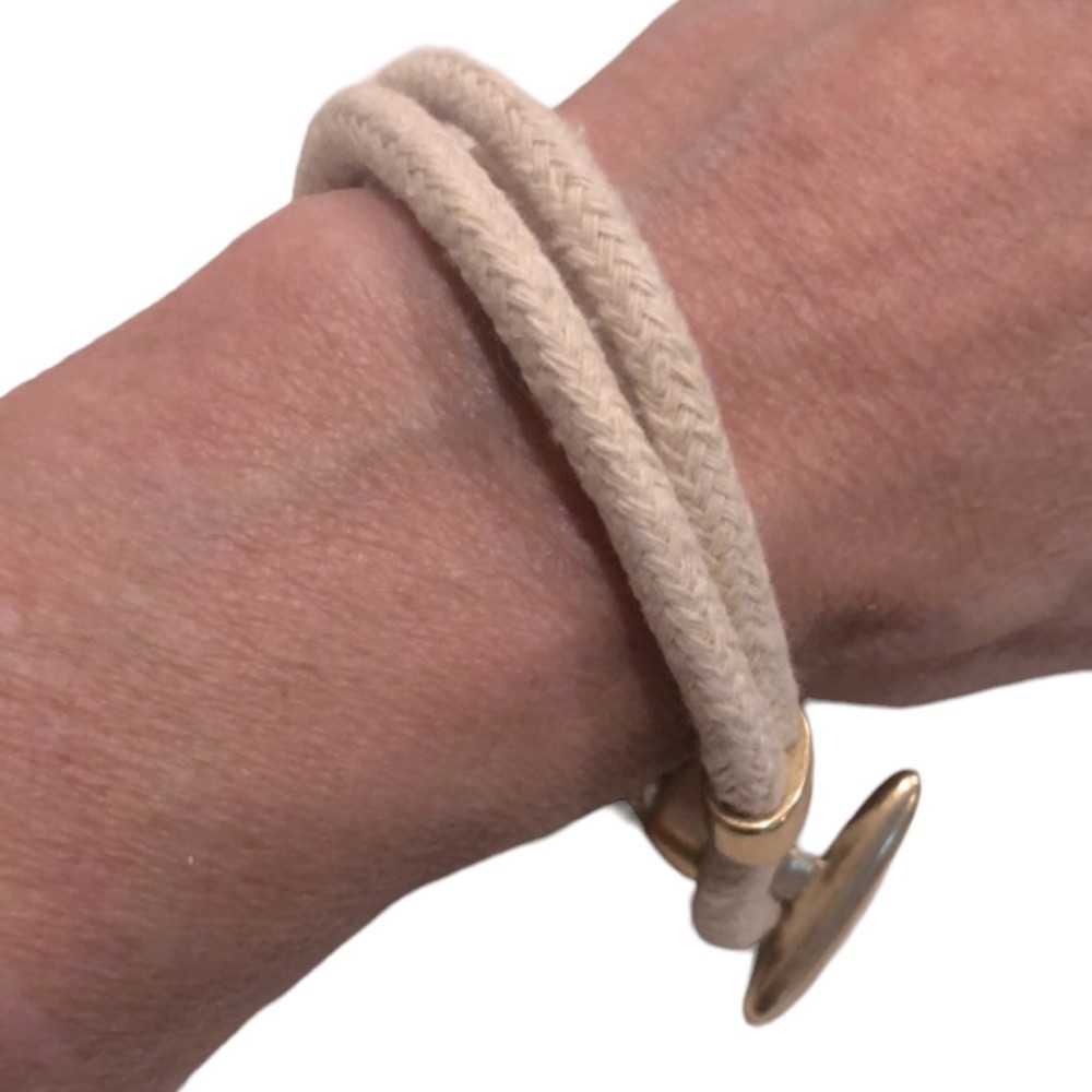 J. CREW DOUBLE ROPE BRACELET OFF WHITE MATTE GOLD